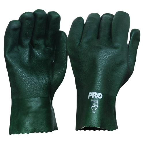 GLOVE PVC GREEN 27CM DOUBLE DIPPED